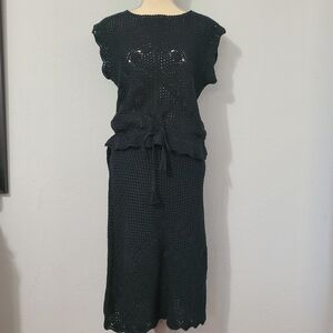 Victoria Secret Moda International Black Crochet Set NWOT‎ Size Large